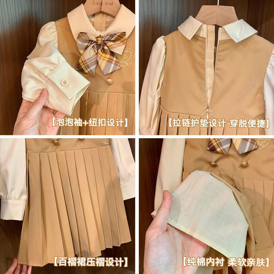Girls JK Academy Dress Korean Style Autumn 2026 – Spring Autumn Kids Fashion Nepal | Tudoholic