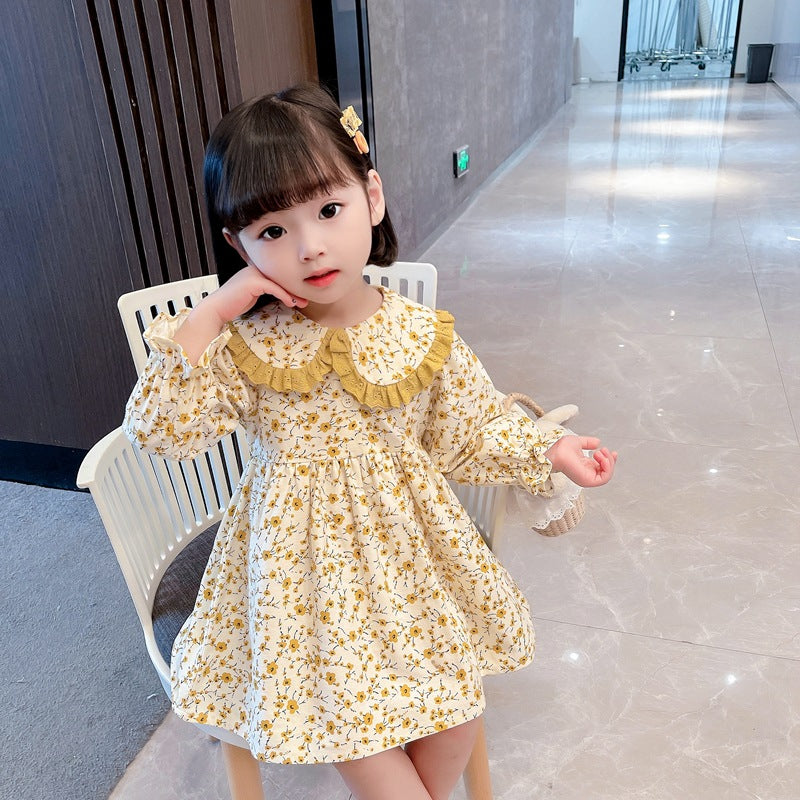 Girls Floral Lace Collar Dress Spring Autumn 2024 – Spring Autumn Kids Fashion Nepal | Tudoholic