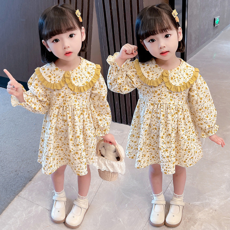 Girls Floral Lace Collar Dress Spring Autumn 2024 – Spring Autumn Kids Fashion Nepal | Tudoholic