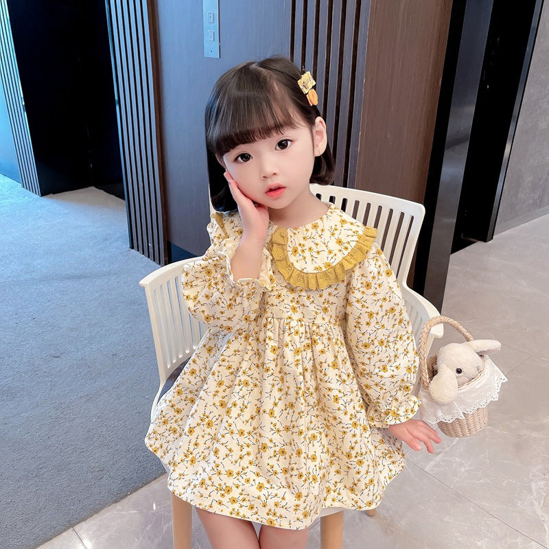 Girls Floral Lace Collar Dress Spring Autumn 2024 – Spring Autumn Kids Fashion Nepal | Tudoholic