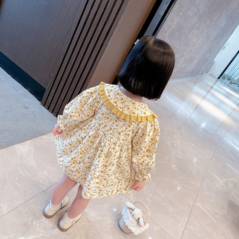 Girls Floral Lace Collar Dress Spring Autumn 2024 – Spring Autumn Kids Fashion Nepal | Tudoholic