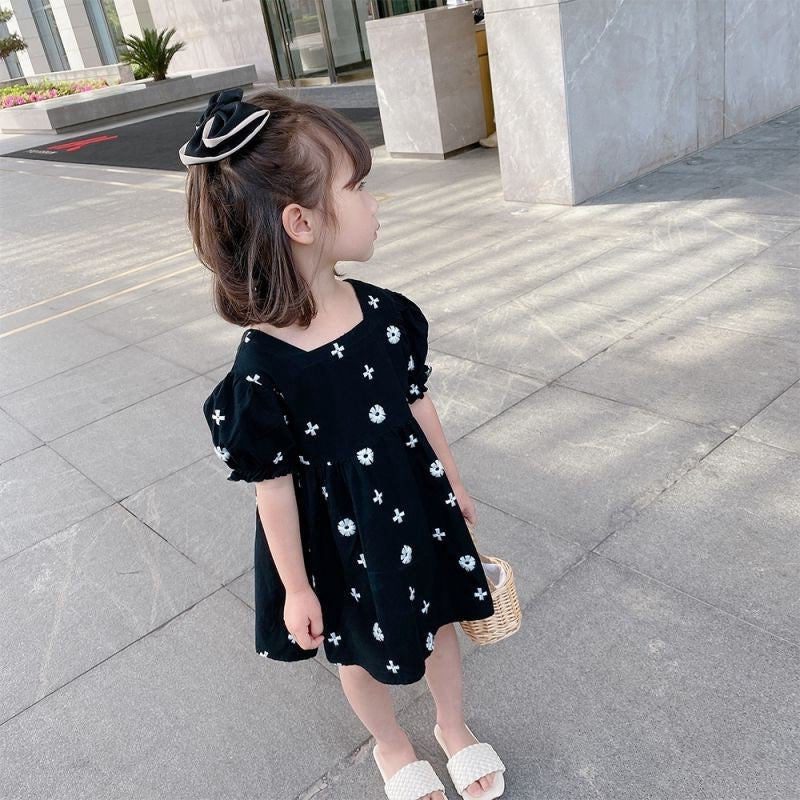 Girls Cotton Short Sleeve Dress Summer Elegant Style – Summer Kids Fashion Nepal | Tudoholic
