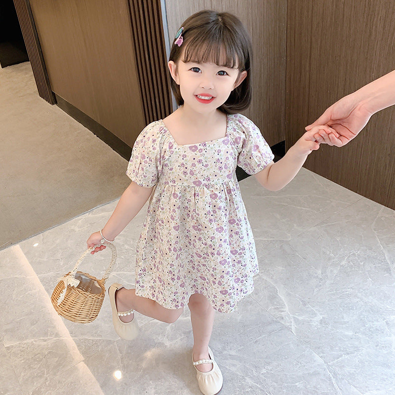 Girls Floral Bow Cotton Dress Summer 2024 Korean Style – Summer Kids Fashion Nepal | Tudoholic