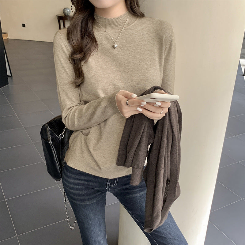 Oatmeal Half Turtleneck Women Sweater Winter 2026