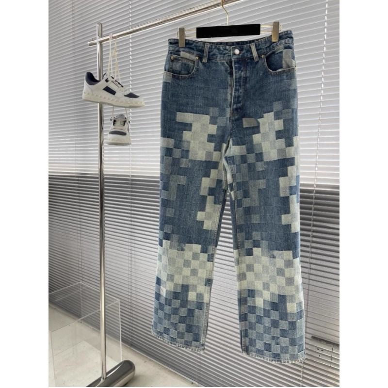 Men’s Checkerboard Street Style Jeans