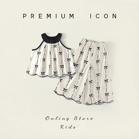 Girls Cotton Printed Set Wide Leg Pants Summer 2025 – Summer Kids Fashion Nepal | Tudoholic