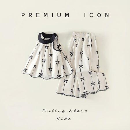 Girls Cotton Printed Set Wide Leg Pants Summer 2025 – Summer Kids Fashion Nepal | Tudoholic