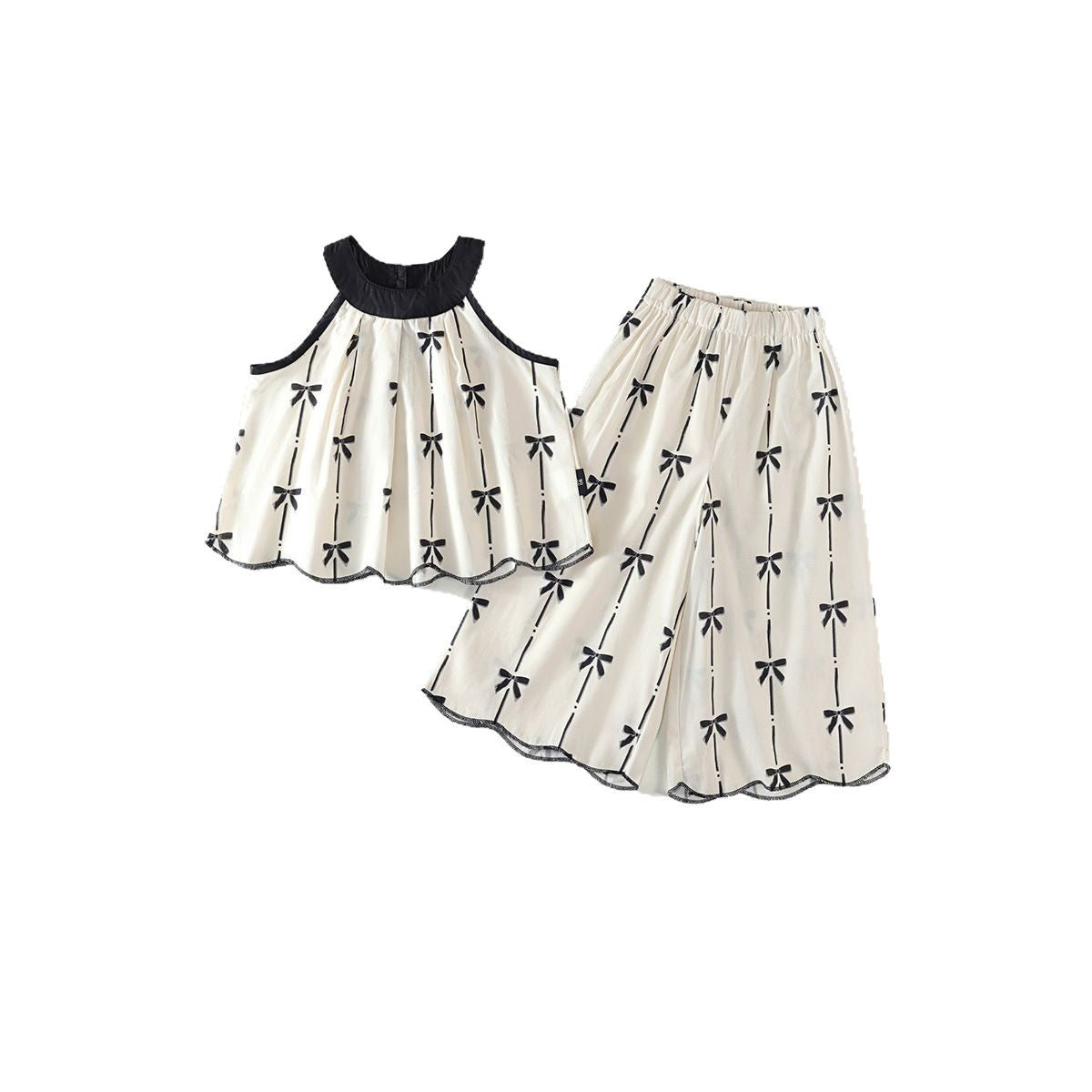 Girls Cotton Printed Set Wide Leg Pants Summer 2025 – Summer Kids Fashion Nepal | Tudoholic