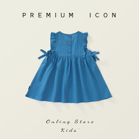Girls Lace Blue Vest Dress Summer 2025 Korean Style – Summer Kids Fashion Nepal | Tudoholic