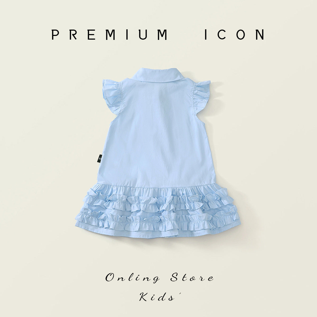 Girls Blue Bow Flying Sleeve Dress Summer 2025 – Summer Kids Fashion Nepal | Tudoholic