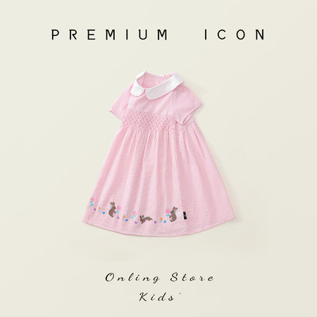 Girls Embroidered Lapel Dress Summer 2025 Princess – Summer Kids Fashion Nepal | Tudoholic