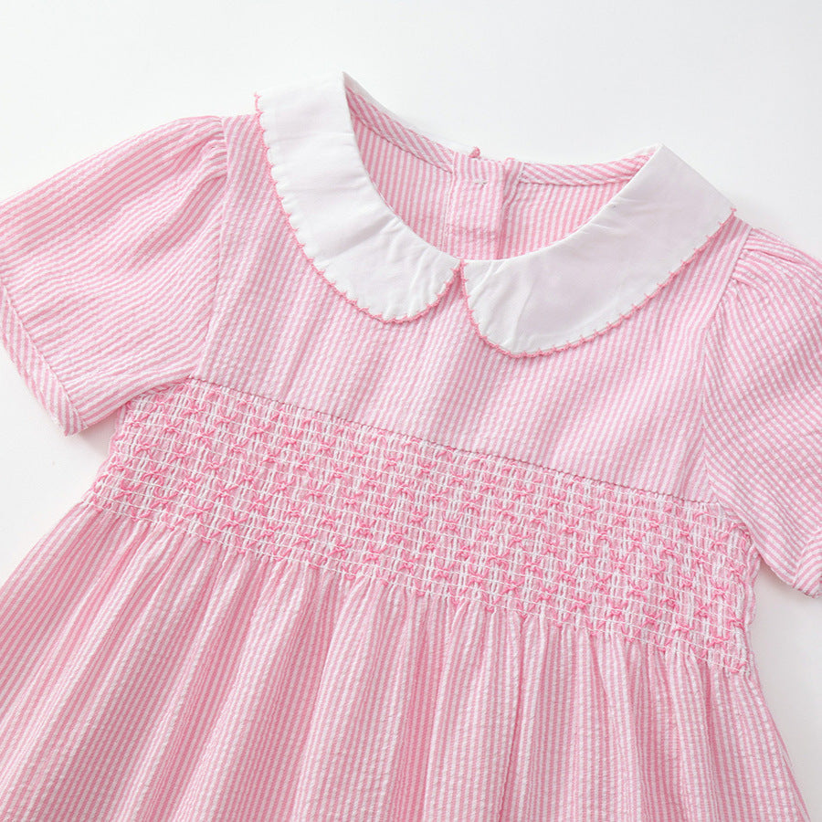 Girls Embroidered Lapel Dress Summer 2025 Princess – Summer Kids Fashion Nepal | Tudoholic