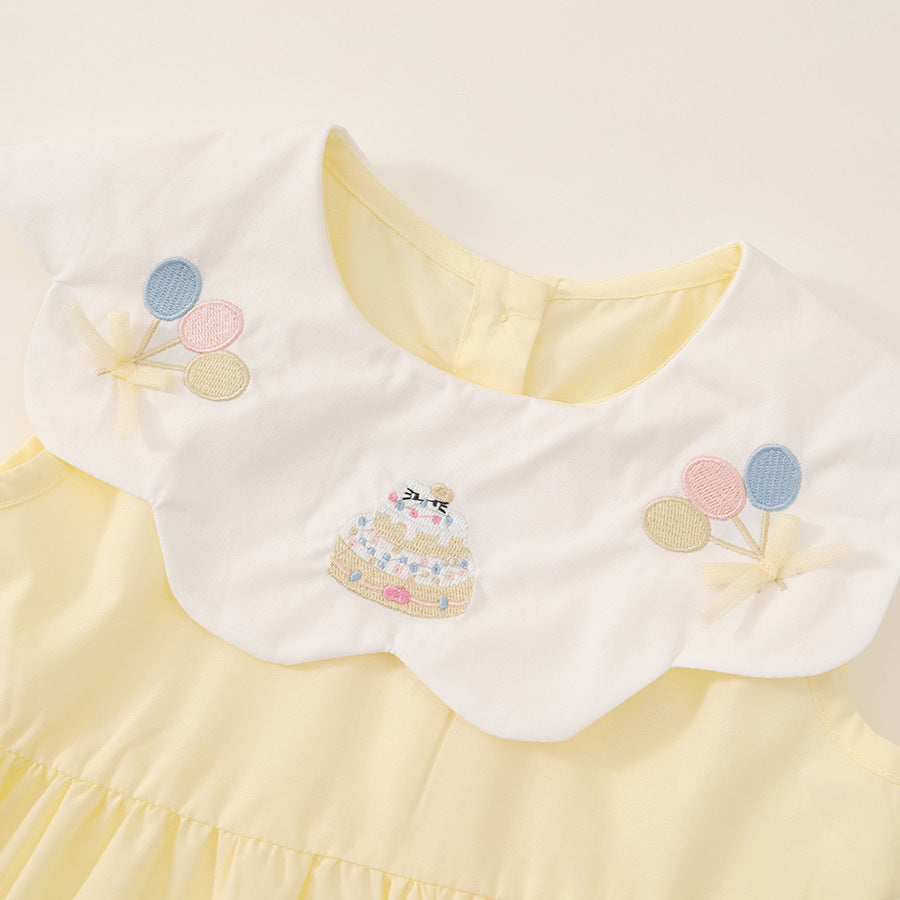 Girls Sweet Lapel Vest Dress Summer 2025 Trendy – Summer Kids Fashion Nepal | Tudoholic