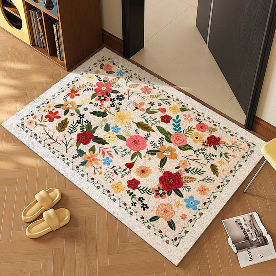 Fresh Style "Botanical Grace" Silk Ring Entrance Mat
