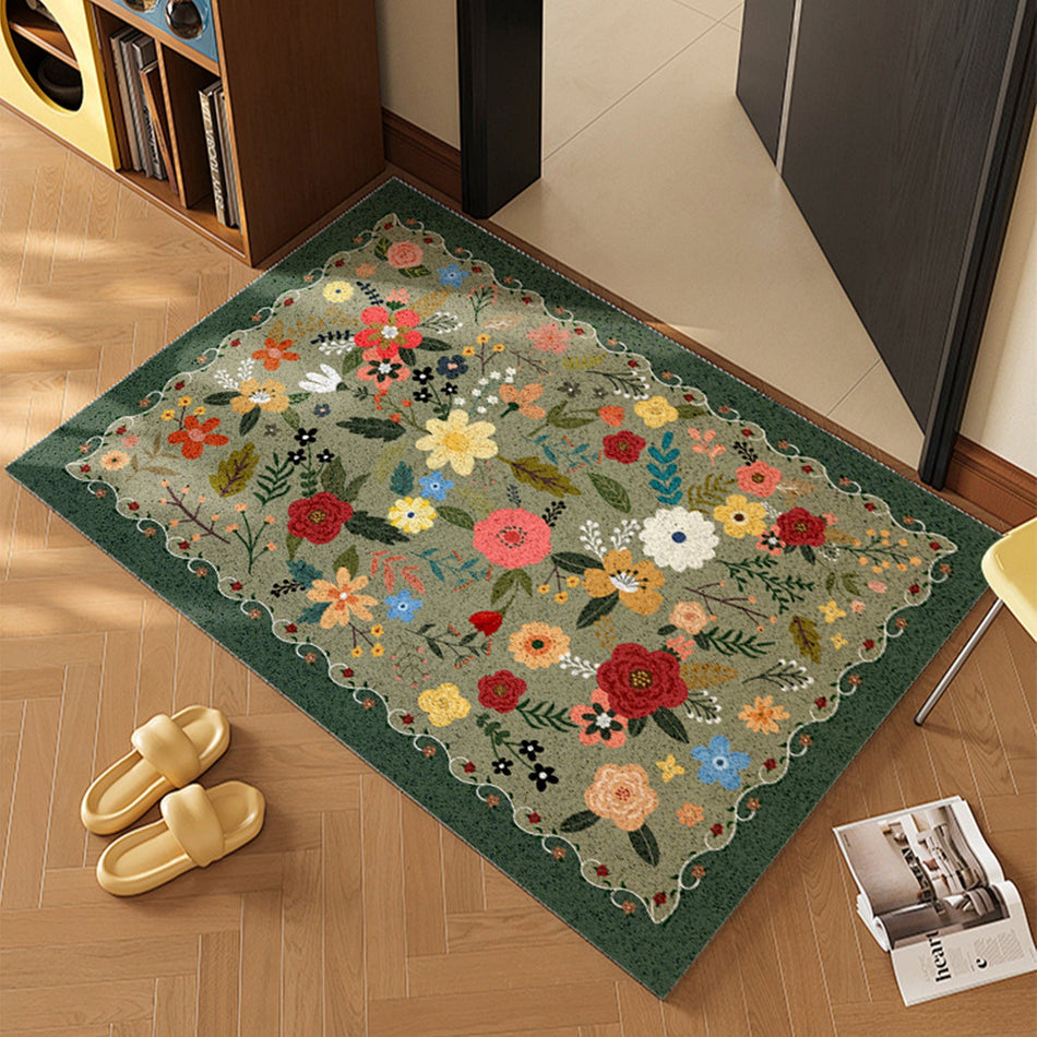 Fresh Style "Botanical Grace" Silk Ring Entrance Mat