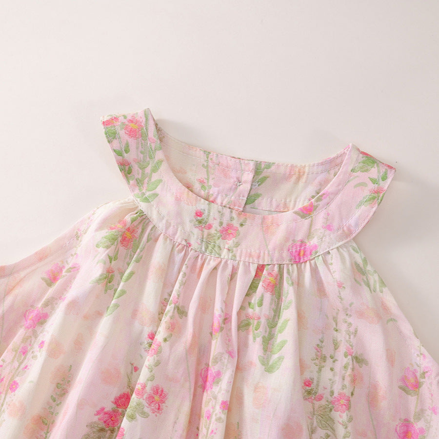 Girls Floral Pastoral Dress Pink Summer 2025 – Summer Kids Fashion Nepal | Tudoholic