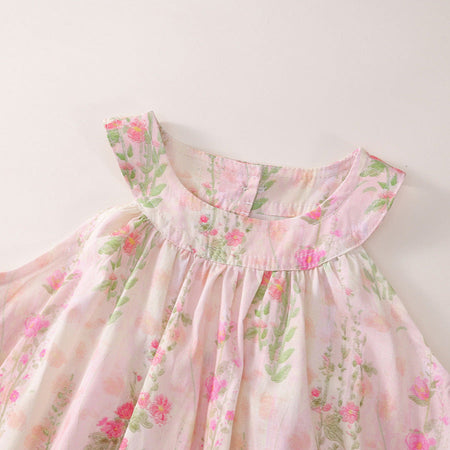 Girls Floral Pastoral Dress Pink Summer 2025 – Summer Kids Fashion Nepal | Tudoholic