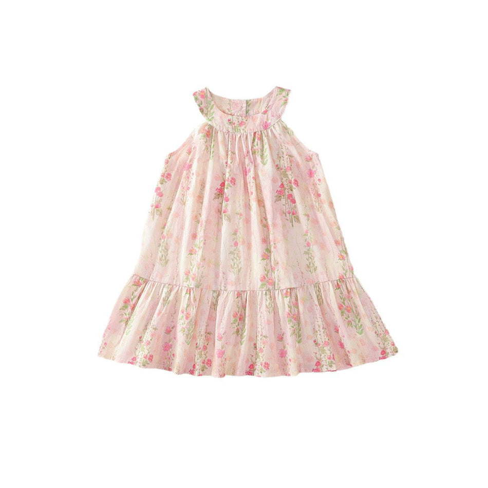 Girls Floral Pastoral Dress Pink Summer 2025 – Summer Kids Fashion Nepal | Tudoholic