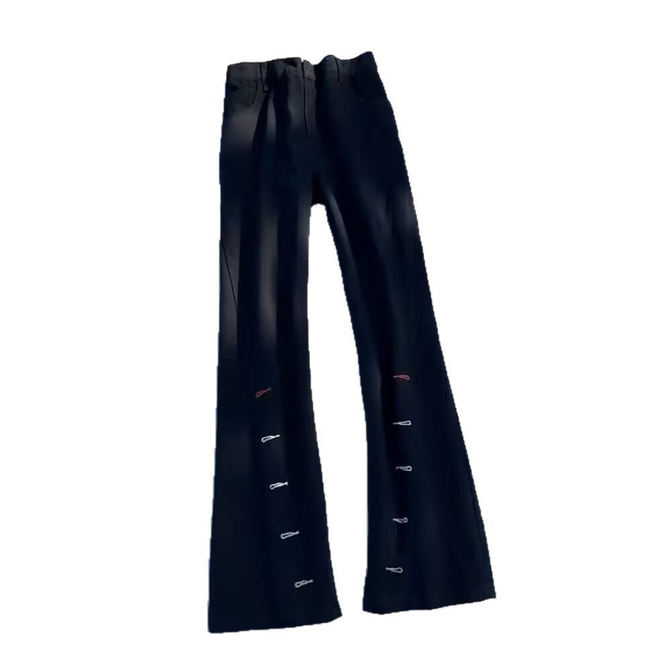 Men's Embroidered Black Slim Straight Jeans
