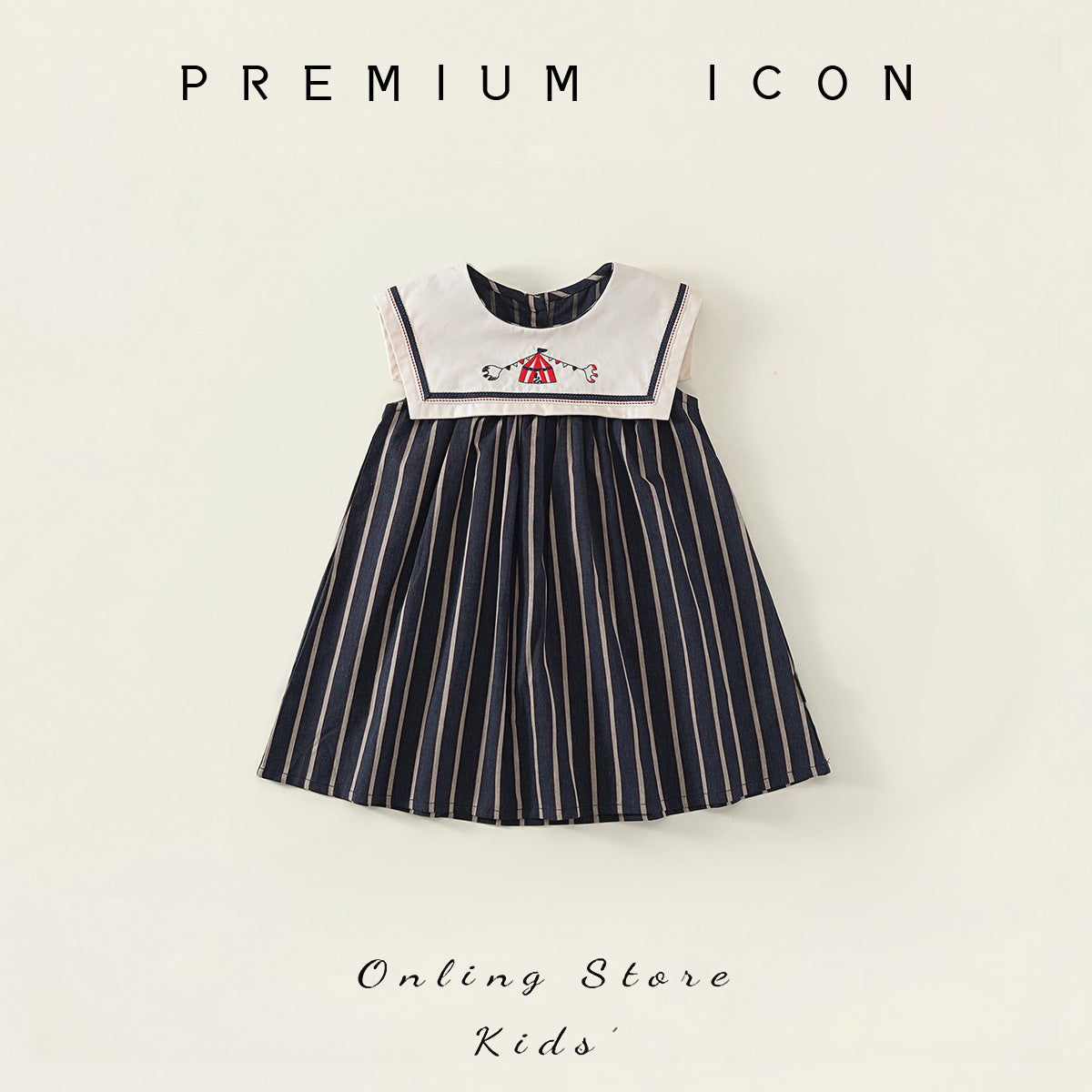 Girls Korean Striped Embroidered Dress Summer 2025 – Summer Kids Fashion Nepal | Tudoholic
