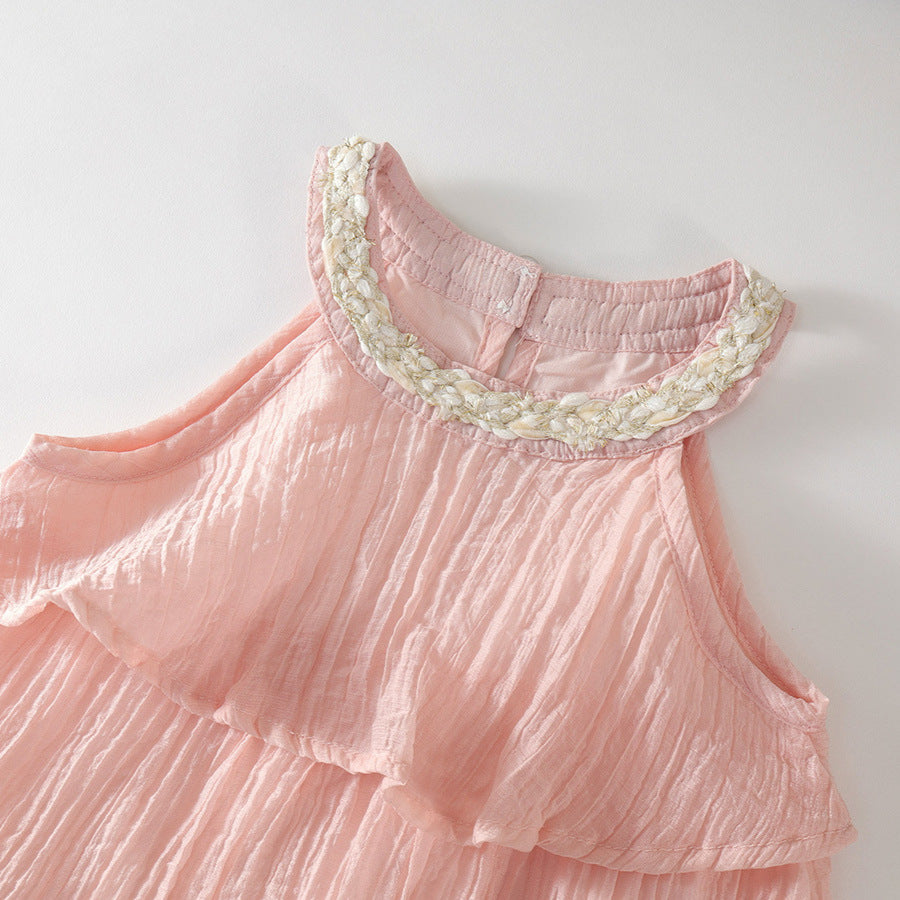 Girls Pink Ruffle Sling Dress Summer 2025 Princess – Summer Kids Fashion Nepal | Tudoholic