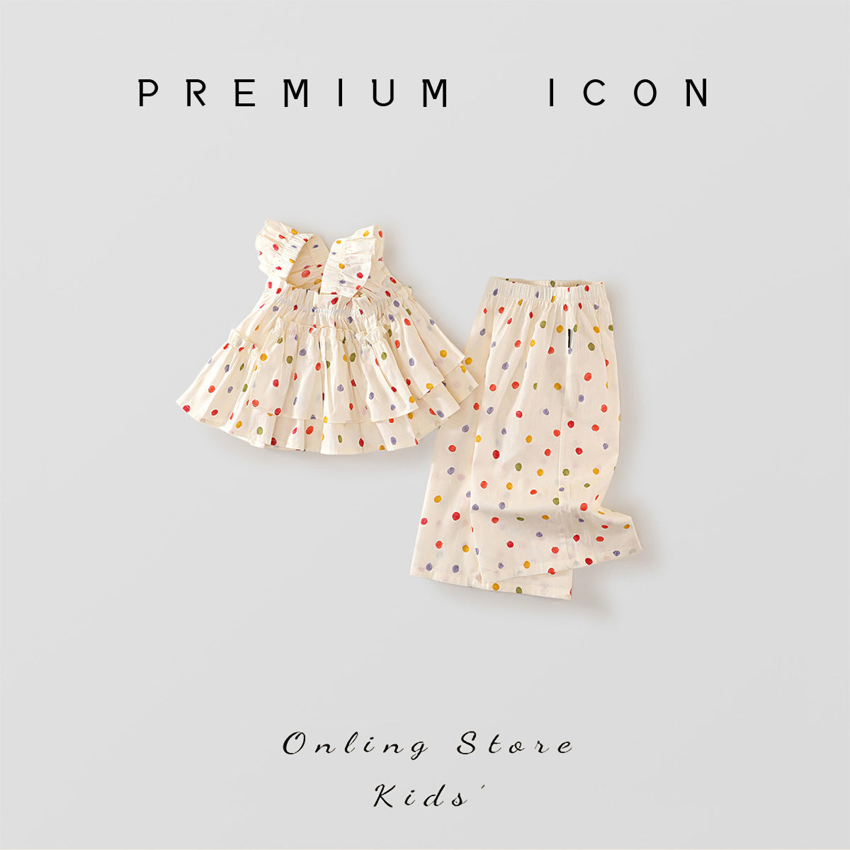 Girls Polka Dot Sling Set Wide Leg Pants 2025 Summer – Summer Kids Fashion Nepal | Tudoholic