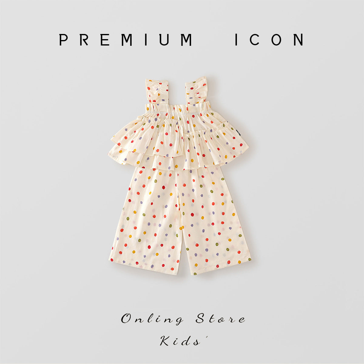 Girls Polka Dot Sling Set Wide Leg Pants 2025 Summer – Summer Kids Fashion Nepal | Tudoholic