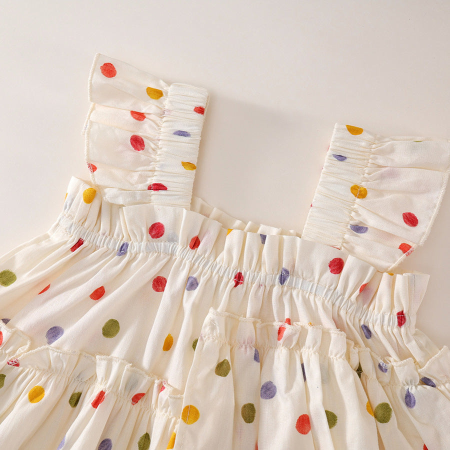 Girls Polka Dot Sling Set Wide Leg Pants 2025 Summer – Summer Kids Fashion Nepal | Tudoholic