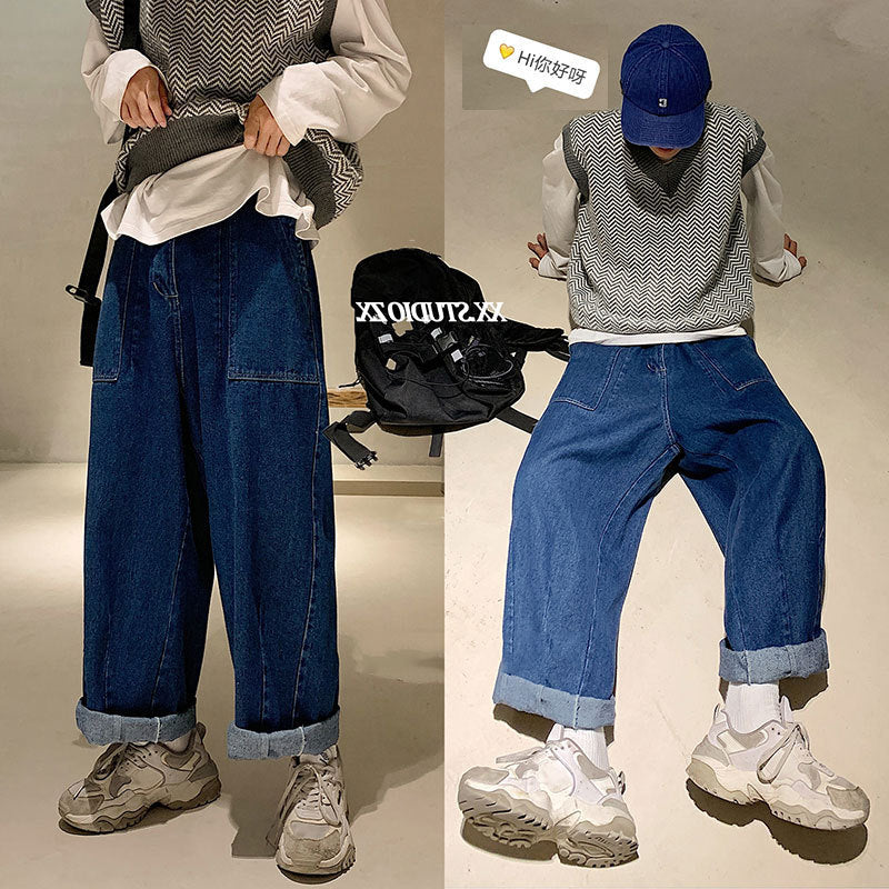Men's Retro Hip-Hop Wide-Leg Jeans