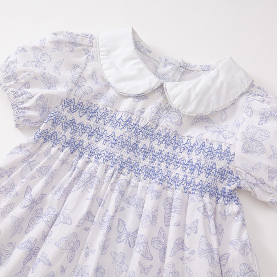 Girls Butterfly Printed Dress Summer 2025 Lapel – Summer Kids Fashion Nepal | Tudoholic