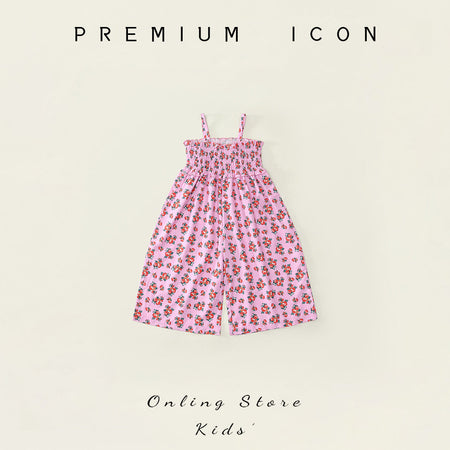 Girls Floral Strap Jumpsuit Wide Leg Summer 2025 – Summer Kids Fashion Nepal | Tudoholic