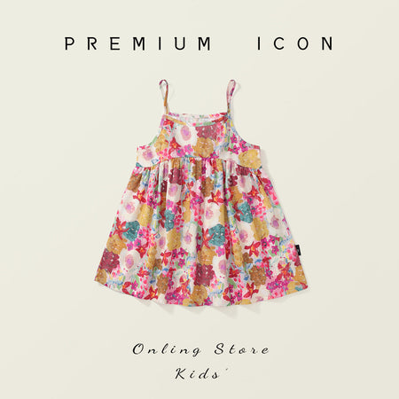 Girls Floral Suspender Dress Cotton Summer 2025 – Summer Kids Fashion Nepal | Tudoholic