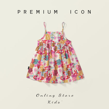 Girls Floral Suspender Dress Cotton Summer 2025 – Summer Kids Fashion Nepal | Tudoholic
