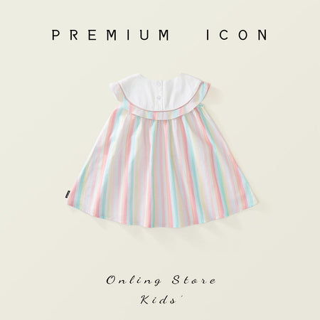 Girls Embroidered Striped Vest Dress Summer 2025 – Summer Kids Fashion Nepal | Tudoholic
