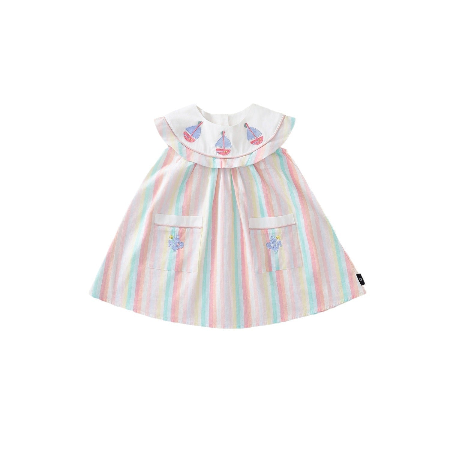 Girls Embroidered Striped Vest Dress Summer 2025 – Summer Kids Fashion Nepal | Tudoholic