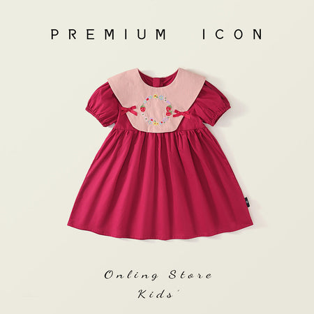 Girls Pink Embroidered Retro Dress Summer 2025 – Summer Kids Fashion Nepal | Tudoholic