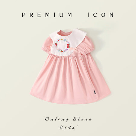 Girls Pink Embroidered Retro Dress Summer 2025 – Summer Kids Fashion Nepal | Tudoholic