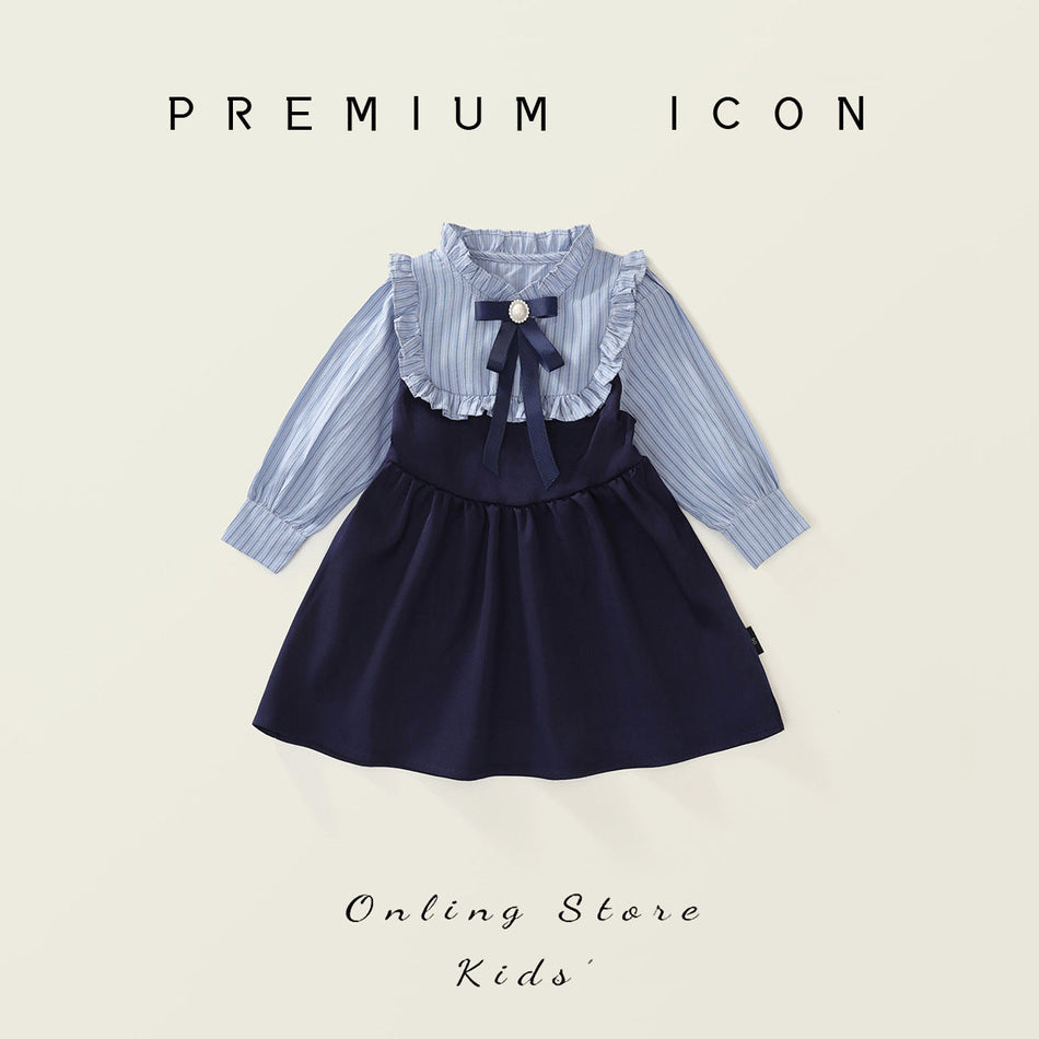 Girls Preppy Striped Dress Autumn 2025 Korean Style – Spring Autumn Kids Fashion Nepal | Tudoholic