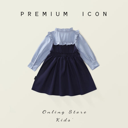 Girls Preppy Striped Dress Autumn 2025 Korean Style – Spring Autumn Kids Fashion Nepal | Tudoholic