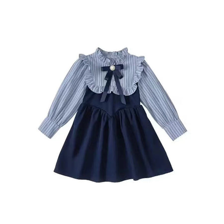 Girls Preppy Striped Dress Autumn 2025 Korean Style – Spring Autumn Kids Fashion Nepal | Tudoholic
