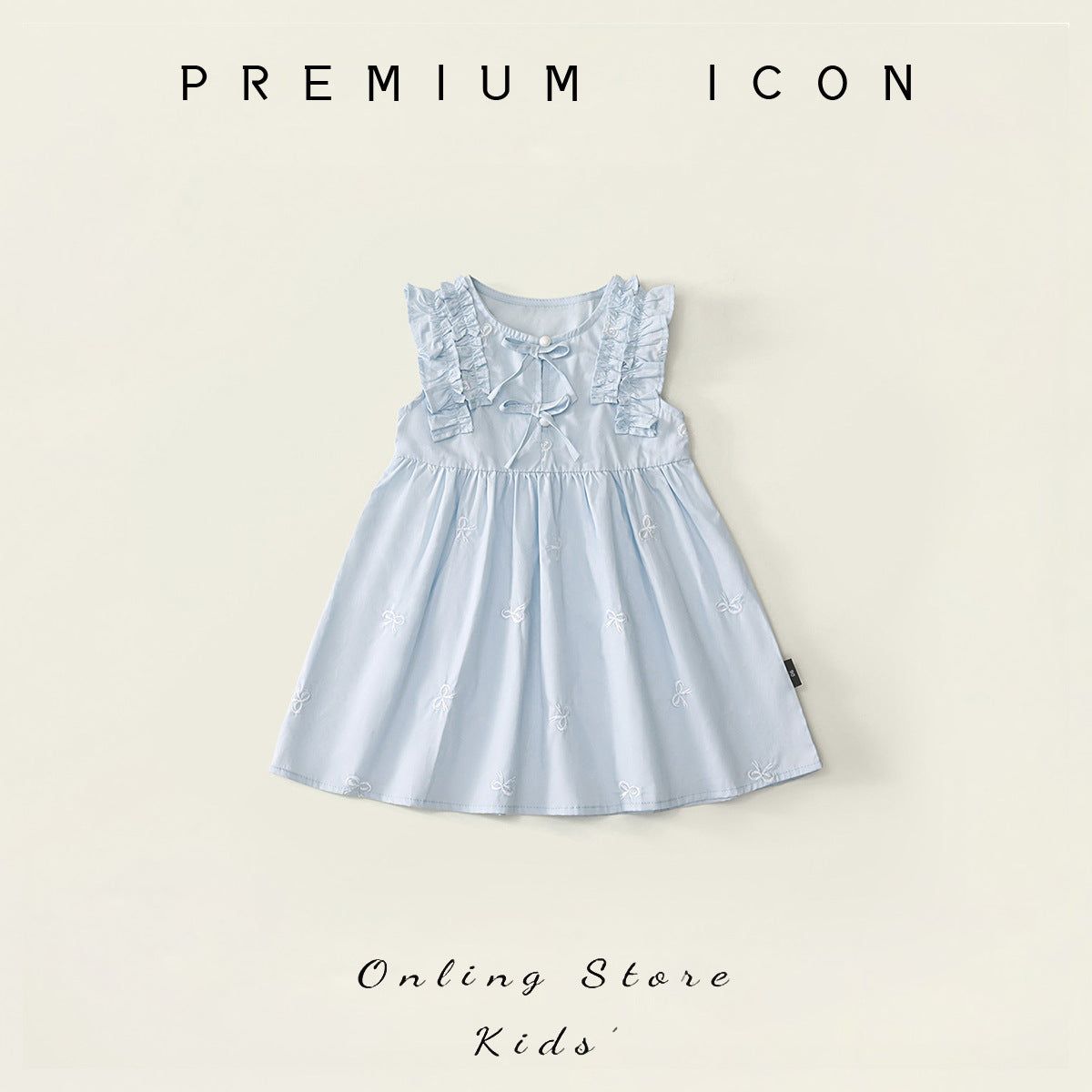 Girls Blue Ruffled Summer Dress 2026 Bow Embroidered – Summer Kids Fashion Nepal | Tudoholic