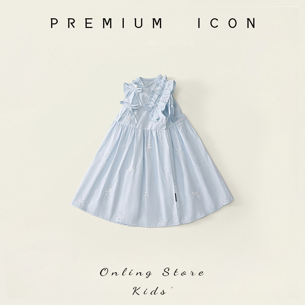 Girls Blue Ruffled Summer Dress 2026 Bow Embroidered – Summer Kids Fashion Nepal | Tudoholic