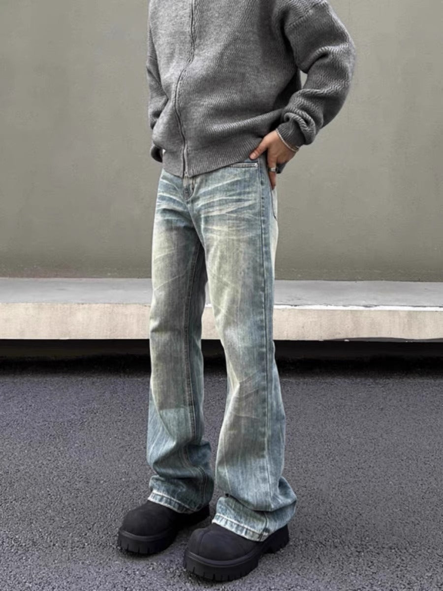 Men's Bamboo Pattern Cleanfit Straight Jeans