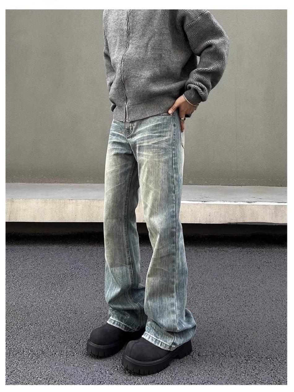 Men's Bamboo Pattern Cleanfit Straight Jeans