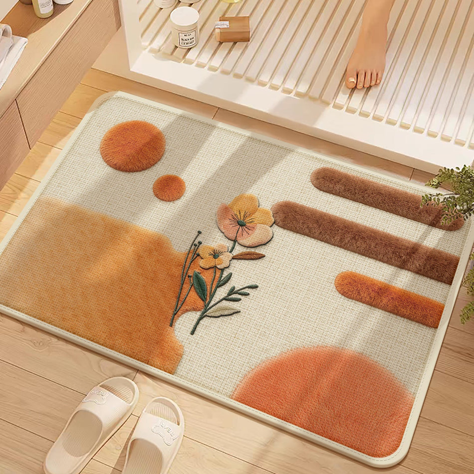 "Cream Wind" 3D Floral Sanctuary Mat