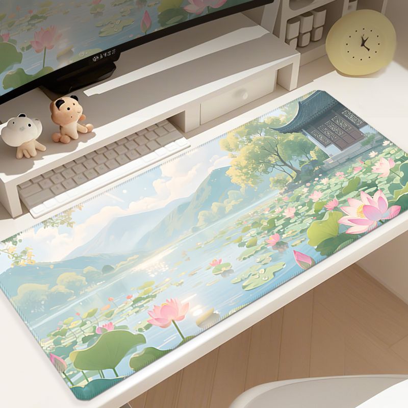 Lotus Chinese Style Oversized Mouse Pad Desk Mat