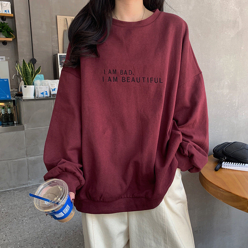 Autumn Korean Hong Kong Style Letter Loose Sweatshirt Tops!
