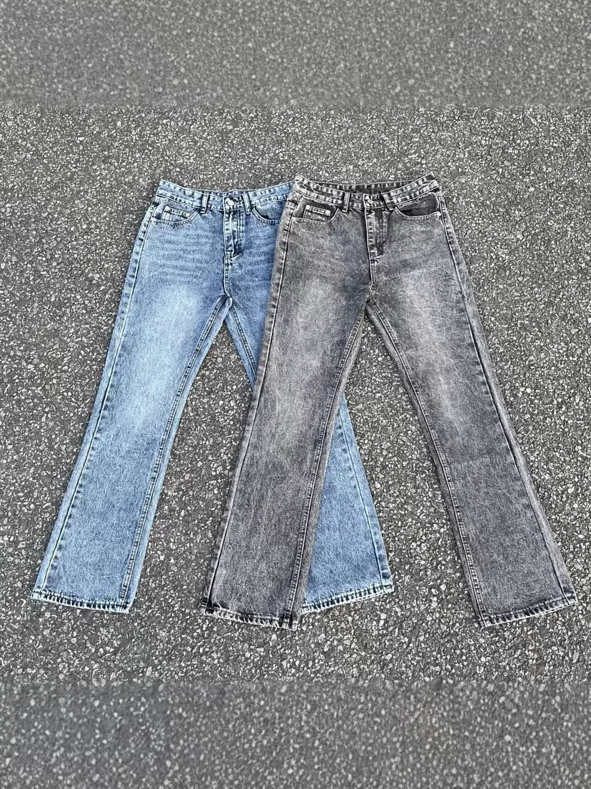 Men's Marble Washed Slim Fit Retro Jeans