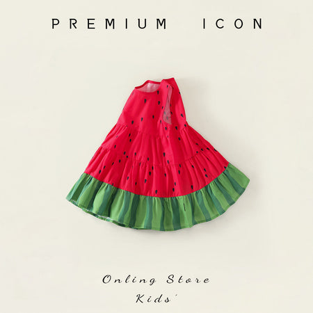 Girls Red Watermelon Summer Vest Dress 2025 Sweet Style – Summer Kids Fashion Nepal | Tudoholic