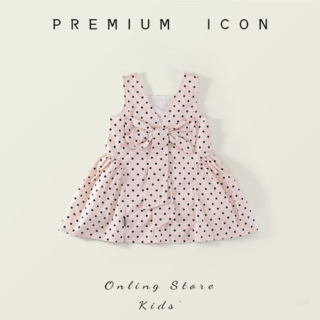 Girls Polka Dot Bow Summer Dress Korean Style – Summer Kids Fashion Nepal | Tudoholic